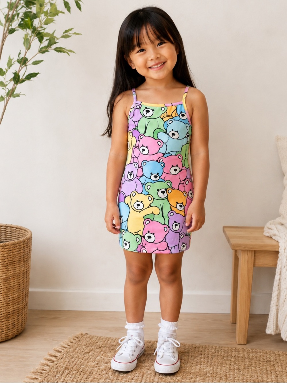 Girls pastel bear dress ~ size 5